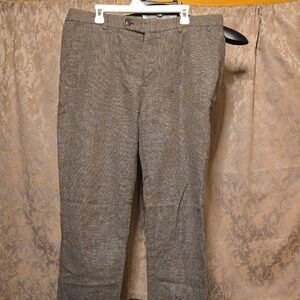 Massimo Dutti Men's Tweed Dress Pants in Brown Herringbone